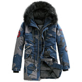 CLASSIC NAVY FIGHTERS CAMOUFLAGE FAUX FUR COLLAR HOOD JACKET - boopdo