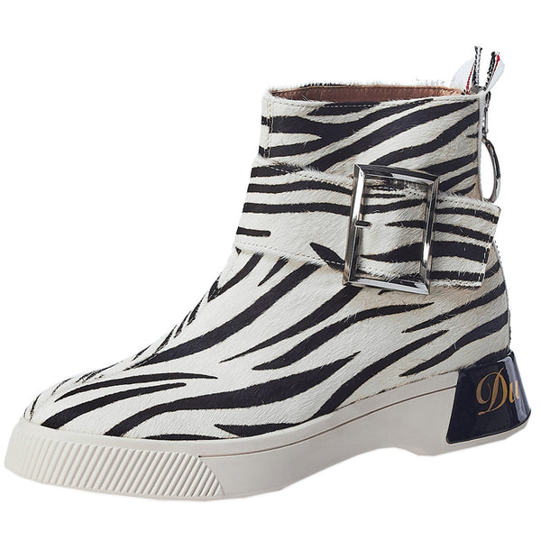 DUREO PORTE MARTIN BACK ZIP BOOTIES IN ZEBRA - boopdo