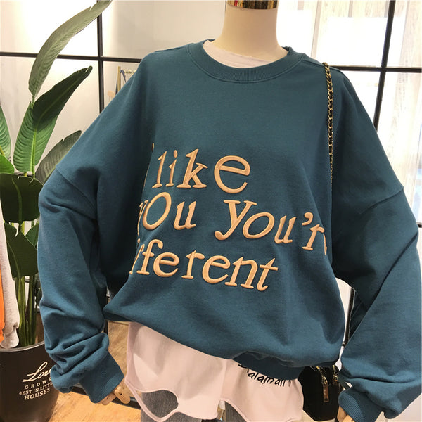 SIMDA I LIKE YOU ARE DIFFERENT RELAXED SWEATSHIRT - boopdo