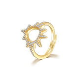 LITTLE JOYS 18K GOLD RING WITH OPEN CRYSTAL SUN DESIGN - boopdo