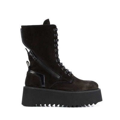 MONNA MARTA URBAN STYLE CHUNKY SOLE HIGH TOP CASUAL BOOTS IN BLACK - boopdo