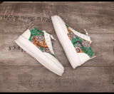 RAID WINKY VULC FLAT CHUNKY TIGER PRINT LEATHER SHOES IN WHITE - boopdo