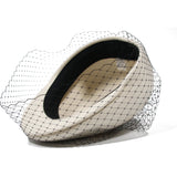 MQUEEN WHITE WOOL BERET WITH BLACK MESH DETAIL 18LLDM1246 - boopdo
