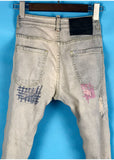 VANGUARD BOOPDO DESIGN RIPPED PATCH DENIM JEANS PANTS IN BLUE - boopdo