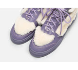 BELLALILY FAUX FUR DETAILED LEATHER TRAINERS IN MATTE LAVENDER - boopdo