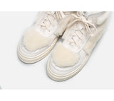 BELLALILY FAUX FUR DETAILED LEATHER TRAINERS IN WHITE - boopdo