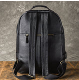 TWENTY FOUR STREET VINTAGE 15 INCH CLASSIC BLACK LEATHER BACKPACK - boopdo