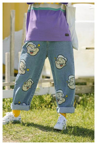TYAKASHI RELAXED DAD JEANS IN POPEYE PRINT - boopdo
