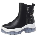 JOSASE JEZ PRONTO SIDE ZIP ANKLE LEATHER BOOTS WITH STAR RIVETS - boopdo
