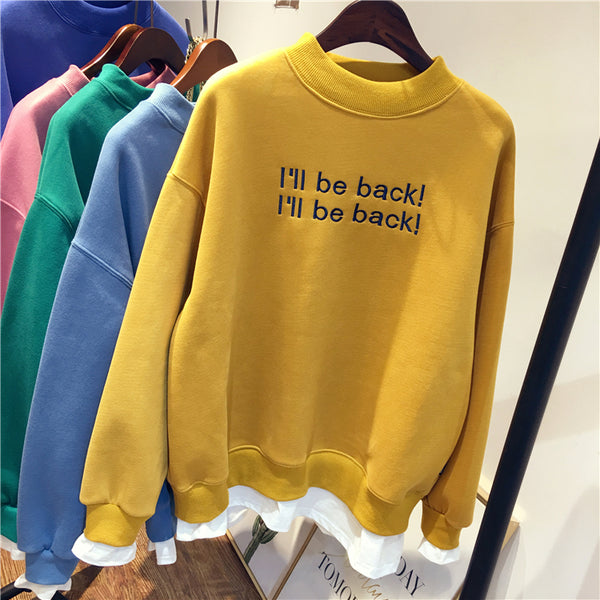 SIMDA I WILL BE BACK PRINT SWEATSHIRT - boopdo