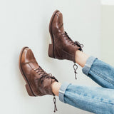 JERSY MARAKITO COOL PUNK FLAT LEATHER ANKLE BOOTS - boopdo