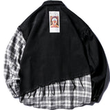 REVIGOLA PAZALO QIAOYI PLAID SHIRT DENIM JACKET IN BLACK - boopdo