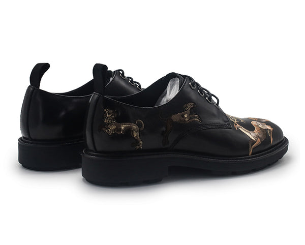 NADMIL DESIGN EMBROIDERED LACE UP SHOES IN BLACK - boopdo