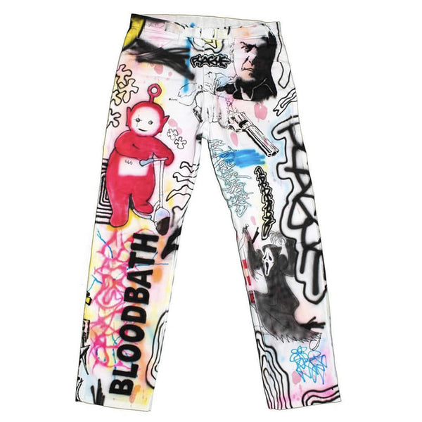 TUKU FRIKKO GRAFFITI JAPANESE STYLE CASUAL STRAIGHT UNISEX SWEATPANTS - boopdo