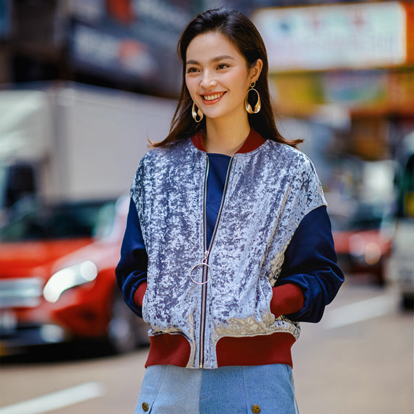 8GIRLS COLORBLOCK VELOUR TRACK JACKET - boopdo