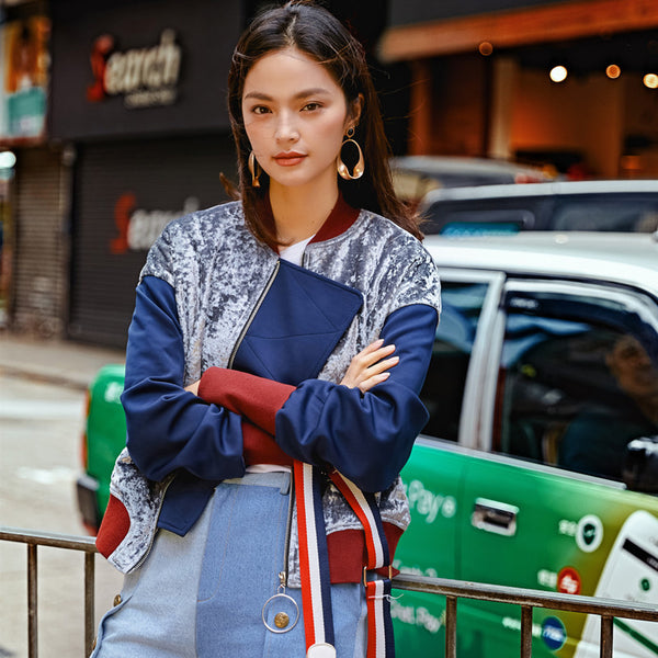 8GIRLS COLORBLOCK VELOUR TRACK JACKET - boopdo