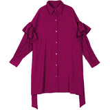 8GIRLS FRILL DETAIL SLEEVE SHIRT DRESS IN PURPLE - boopdo