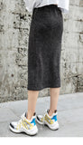 8GIRLS KNITTED MIDI SKIRT WITH SPLIT - boopdo