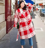 8GIRLS CURVE BELTED COAT IN VINTAGE CHECK - boopdo