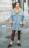 8GIRLS DESIGN SUEDE COAT WITH FAUX FUR LINING - boopdo