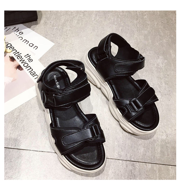 BOOPDO DESIGN CHUNKY SPORTY FLAT SANDALS - boopdo