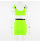 SHEMODA URBAN ATMOS CAMISOLE BRIGHT COLOR SKIRT WITH MATCHING CROP TOP - boopdo