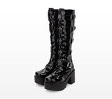 COCOZI LOLITA GOTHIC COSBY PUNK LACE UP PLATFORM BOOTS - boopdo