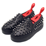 JINIWU VANGUARD JIQUAN THICK SOLED LEATHER SHOES IN BLACK WITH RIVET - boopdo