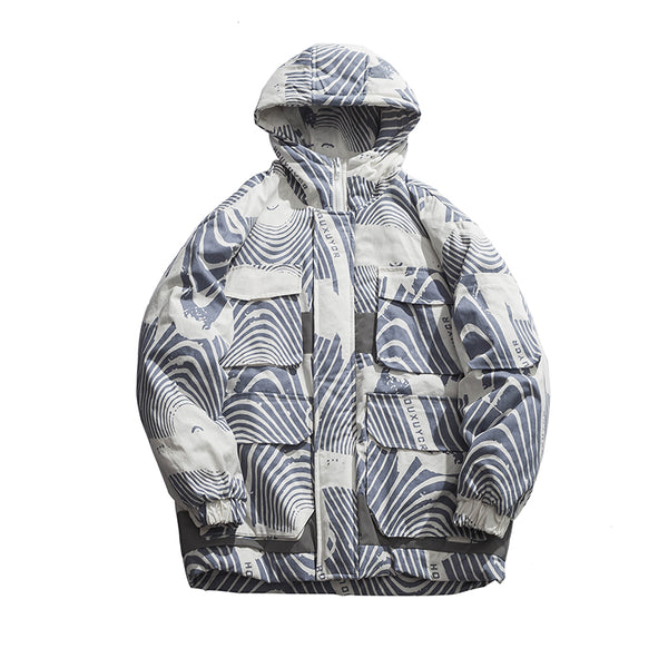 HARLAN THREE DIMENSIONAL PATCH MULTI POCKET COTTON HOODED JACKET - boopdo