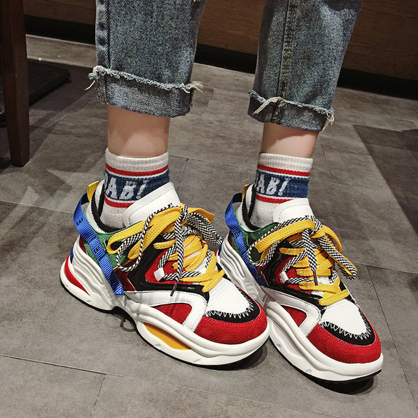 EAF EXCLUSIVE CHUBBY PLATFORM SNEAKER IN MULTI COLOR - boopdo