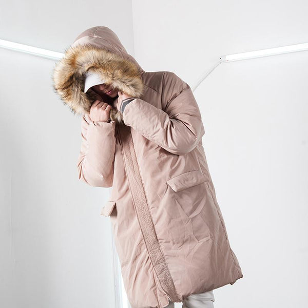 ABOW LIFE STAND COLLAR QUILTED HOODIE JACKET IN APRICOT - boopdo