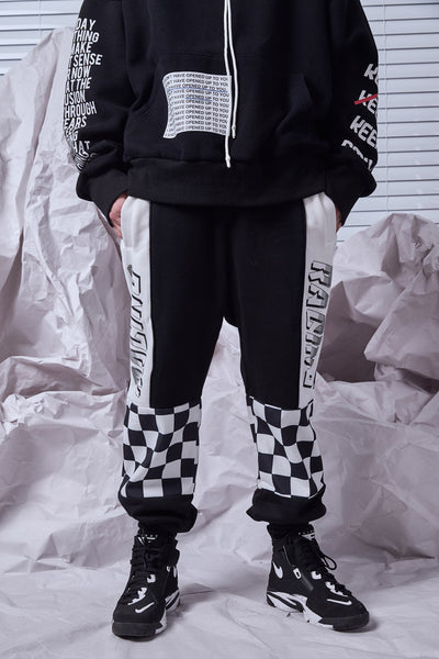 SHOW RICH MADE BY ABOW LIFE CHESSBOARD RACING TRACK PANTS - boopdo