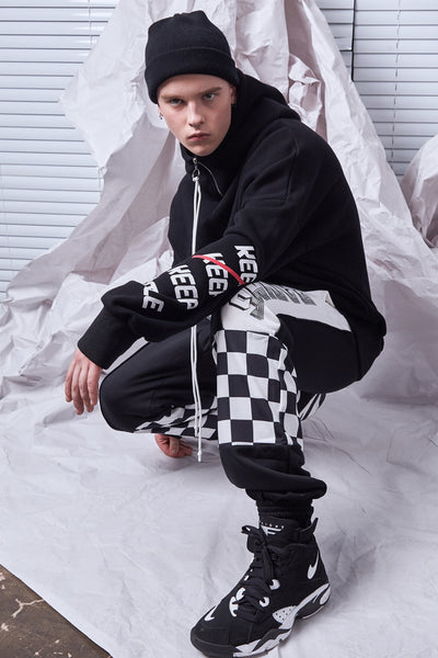 SHOW RICH MADE BY ABOW LIFE CHESSBOARD RACING TRACK PANTS - boopdo