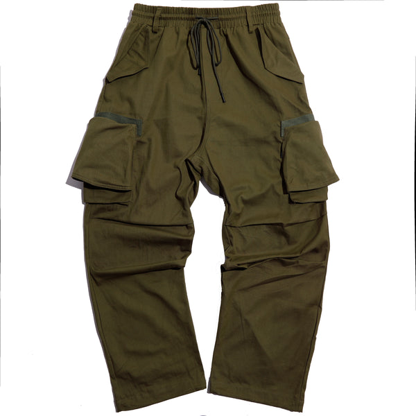 SHOW RICH MADE BY ABOW LIFE MULTI POCKET ARMY GREEN HAREM SWEATPANTS - boopdo