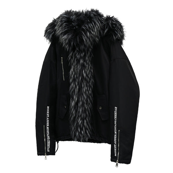 NO ONE CAN BE ENEMY MAMC FAUX FUR COLLAR HOODIE PILOT JACKET - boopdo