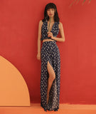 SINCE THEN BUTTON TROUGH BEACH CROP TOP AND WIDE LEG SIDE SPLIT TROUSERS IN VINTAGE DITSY FLORAL - boopdo