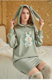 ARTKA HOODED SWEAT DRESS WITH CUTE RABBIT PATCH - boopdo