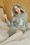 ARTKA HOODED SWEAT DRESS WITH CUTE RABBIT PATCH - boopdo