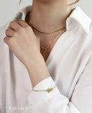 UZL DESIGN SNAKE CHAIN BRACELET WITH WIRE WRAP DETAIL IN GOLD PLATED - boopdo