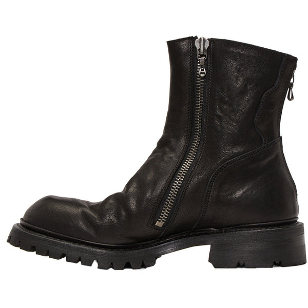 VAGA RIVLAND ZIP UP HIGH ANKLE BLACK FAUX LEATHER BOOTS - boopdo