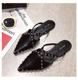 BOOPDO DESIGN POINTED STUDDED MULES - boopdo