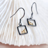 SILVER OF LIFE 925 PULL TROUGH EARRINGS WITH RECTANGULAR DROP - boopdo