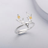SILVER OF LIFE 925 SILVER RINGS WITH ANTLER FLOWERS FIGURED - boopdo