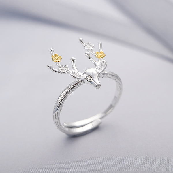 SILVER OF LIFE 925 SILVER RINGS WITH ANTLER FLOWERS FIGURED - boopdo