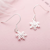 SILVER OF LIFE 925 SNOWFLAKE EARRINGS IN DRIP CRYSTAL DESIGN - boopdo