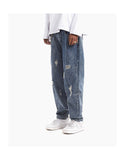 ZOMBRE ZILLA RIPPED DENIM JEAN SWEATPANTS IN NAVY - boopdo