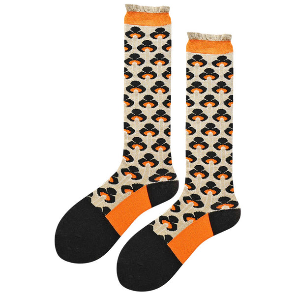SEVEN DAYS RETRO ABSTRACT PATTERN KNEE HIGH SOCKS - boopdo