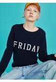 TOYOUTH LONG SLEEVE FINE KNIT JUMPER IN DAYS OF THE WEEK - boopdo