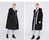 TOYOUTH BORG LINED OVERSIZE MAXI PARKA WITH WHITE ZIP LINE - boopdo