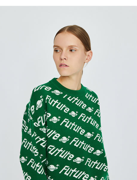 TOYOUTH KNITTED JUMPER IN LETTERS ALL OVER PRINT - boopdo